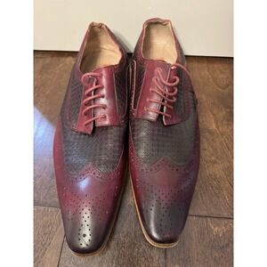 Steven Land Burgundy Brown Wingtip Derby Dress Shoes Mens 12